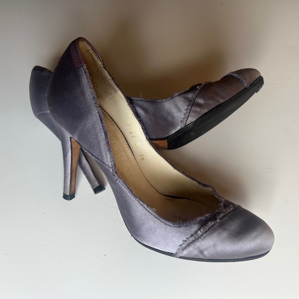 Pedro Garcia Lavender Satin Leather Heels Size 38